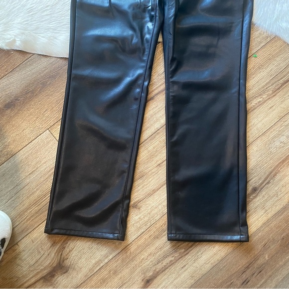 Judy Blue Straight Black Tanya Tummy Control Faux Leather Vegan Pants - Picture 2 of 10